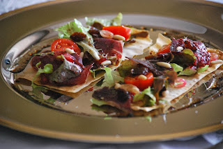 Ensalada crujiente con vinagreta de caramelo