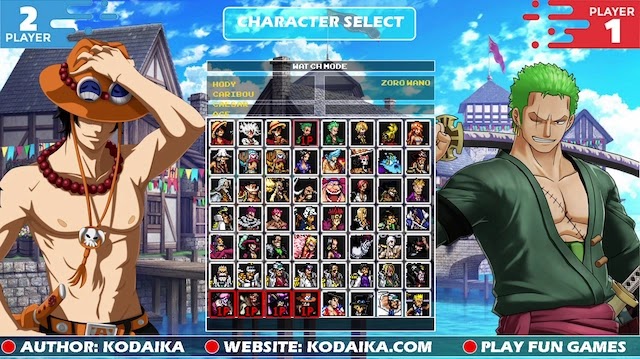 One Piece Mugen V2 characters menu