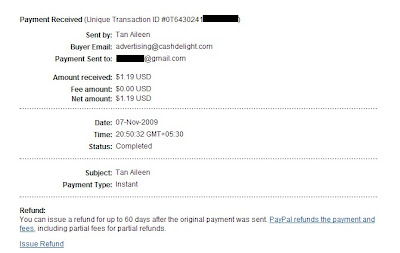 Happy Pig mail Payment Proof