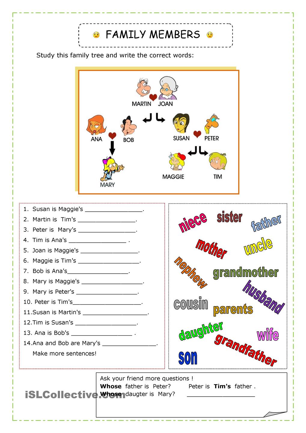 ENGLISH 4 KIDS  Connect level 2 family  vocabulary worksheet  