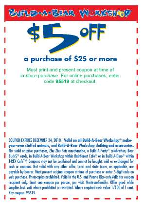 build a bear coupons  2010