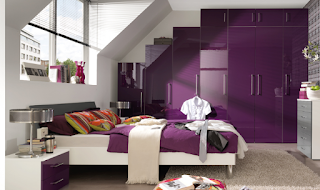 Contoh desain  kamar  tidur  minimalis warna ungu
