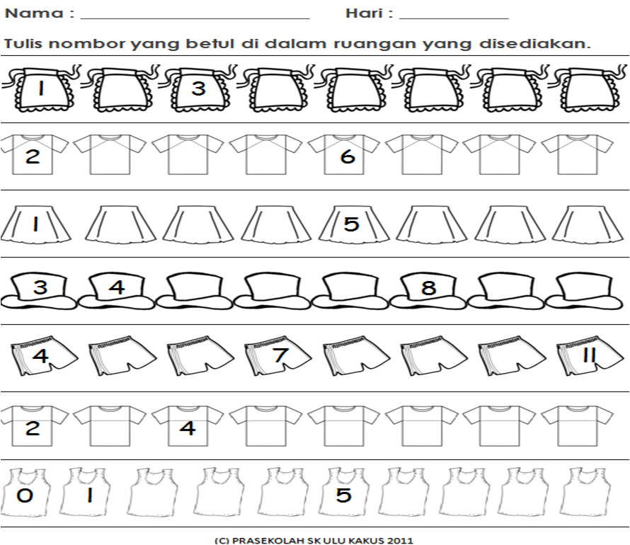 Prasekolah SK Ulu Kakus: TEMA MINGGUAN: PAKAIAN (lembaran 