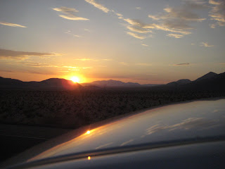 Setting sun as I drive home from Las Vegas.