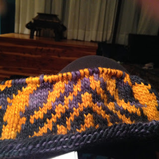 Mary Egan's pattern for the Tiger Hat knit in Malabrigo.