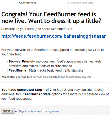 Cara mudah Daftar Feedburner