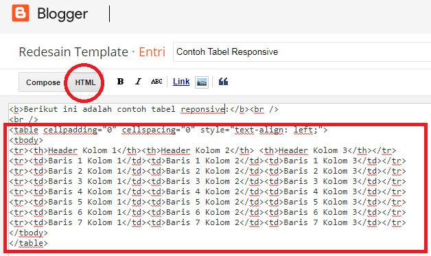 Tutorial Cara Membuat Tabel Responsive di Blog