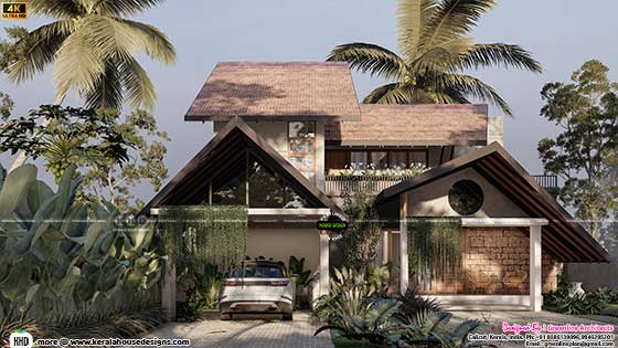 sloping roof style tropical Kerala home design