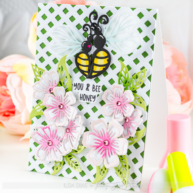 Bee, Honey, Punny, Card, Picket Fence Studios,how to, hand made card, Stamps, stamping, die cutting, card making, ilovedoingallthingscrafty, Nature's Wonderland Release, Paper Pouncers