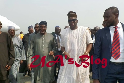 Gov. Fayose Welcomes Atiku Abubakar As He Arrives Akure Airport (Photos)