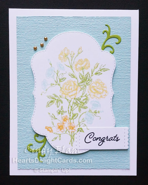 Heart's Delight Cards, Very Vintage, Stitched Seasons Framelits, Congrats, Stampin' Up!