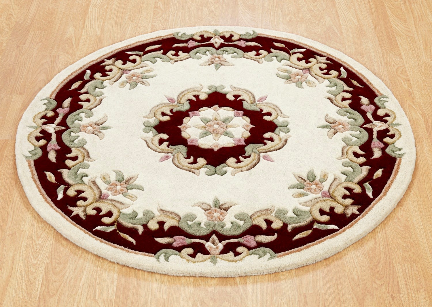 OW-Royal Cream Red Circle Traditional Rug