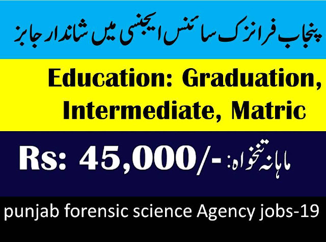 Punjab Forensic Science Agency Jobs 2019