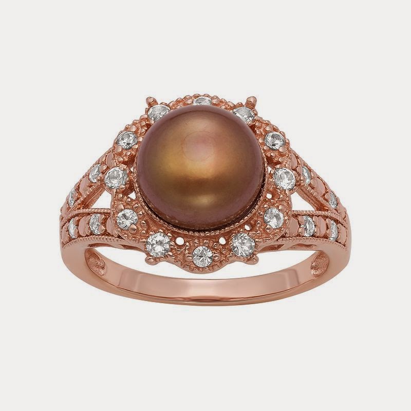 rose gold rings with pearls brown