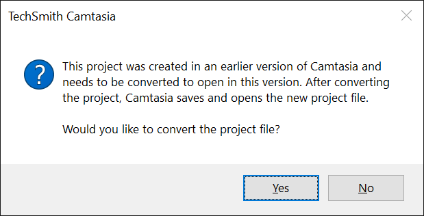 Camtasia convert project file