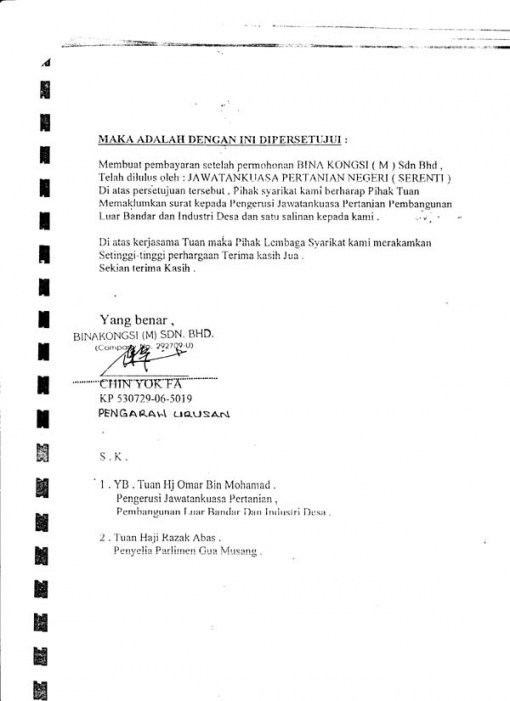Surat Tauke balak bukti PAS Korup  Keris Pusaka Melayu