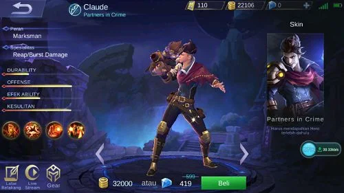 Kelebihan Dan Kekurangan Hero Claude Mobile Legend