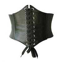 Steampunk black leather waspie swiss belt swiss waist 