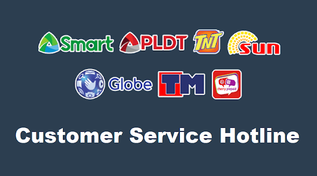 Customer Service Hotline of Smart, PLDT, TNT, Sun, Globe, TM, Cherry Prepaid, DITO