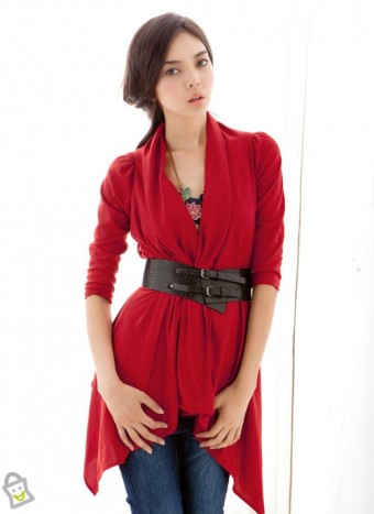 Baju Korea FLUFFY Cardigan Merah