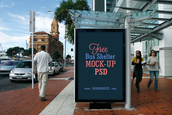 2 Free Bus Shelter Side Panel Outdoor Advertising Mockup PSD