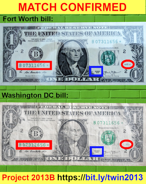 Project 2013B Confirmed Match of duplicate serial number on series 2013B star notes