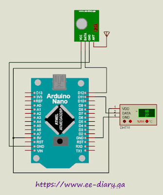 transmitter circuit diagram DHT11 Arduino 433MHz Interfacing