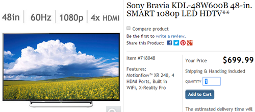 Sony KDL-48W600B (click to Costco page) Sony KDL-48W600B (click to Costco page)