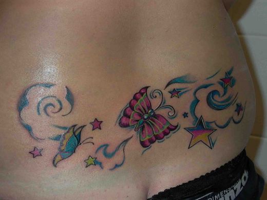 tattoos for girls on back stars. photos, Star