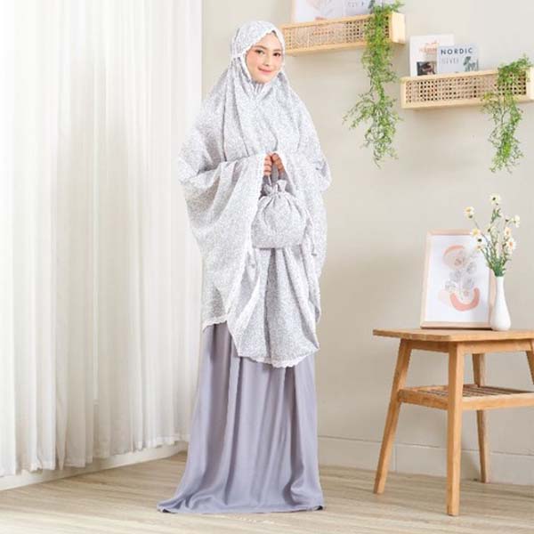 Mukena Katun Rayon Motif Bunga Bahan Adem Premium Dewasa