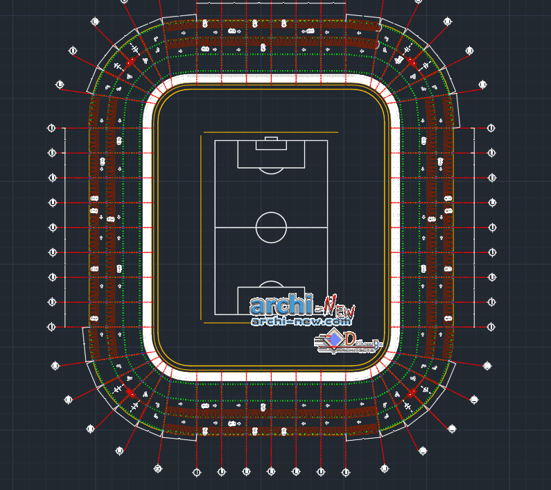 Football stadium in AutoCAD Archi new Free Dwg file 