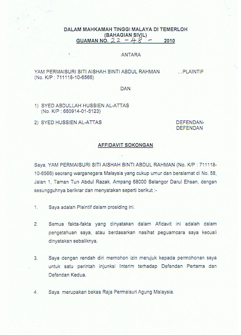 Contoh Surat Perintah Mahkamah Syariah