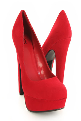 Lipstick Smooth Faux Suede Closed Toe Platform Pump Heels 