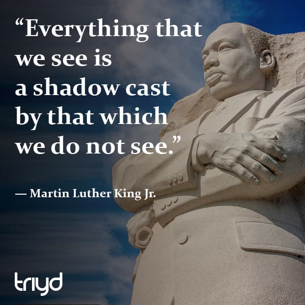 Martin Luther King Jr. Quote: “Everything that we see is a shadow cast by that which we do not see.”