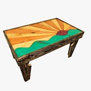  Rising Sun Pine Wood Coffee Table - Ladubee