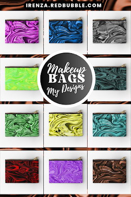 Liquid Marble Designs on Makeup Bags.