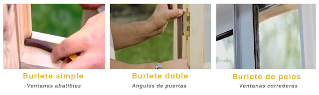 Tipos de burletes simples y dobles para ventanas y puertas