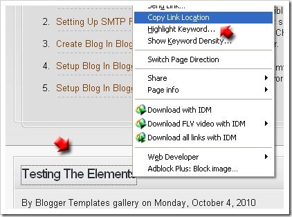 copy link location