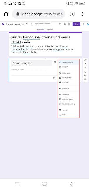 Buat pertanyaan google forms