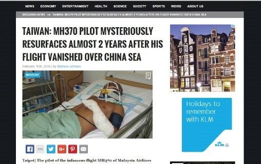 Laporan portal worldnewsdailyreport.com mengenai penemuan Kapten Zaharie di Tai