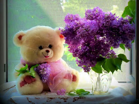 teddybear-skincolor-lovender-flowers-images