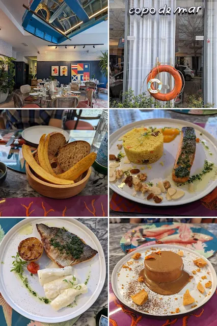 Collage of dishes from Copo de Mar in Lisbon