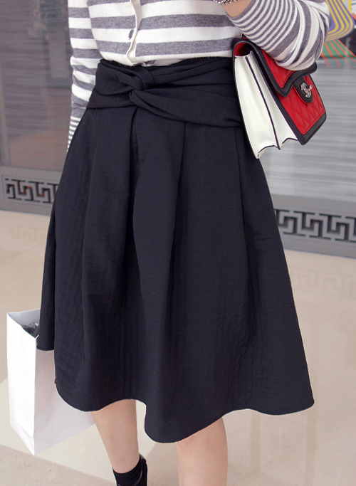  Twist Waistband Midi Skirt