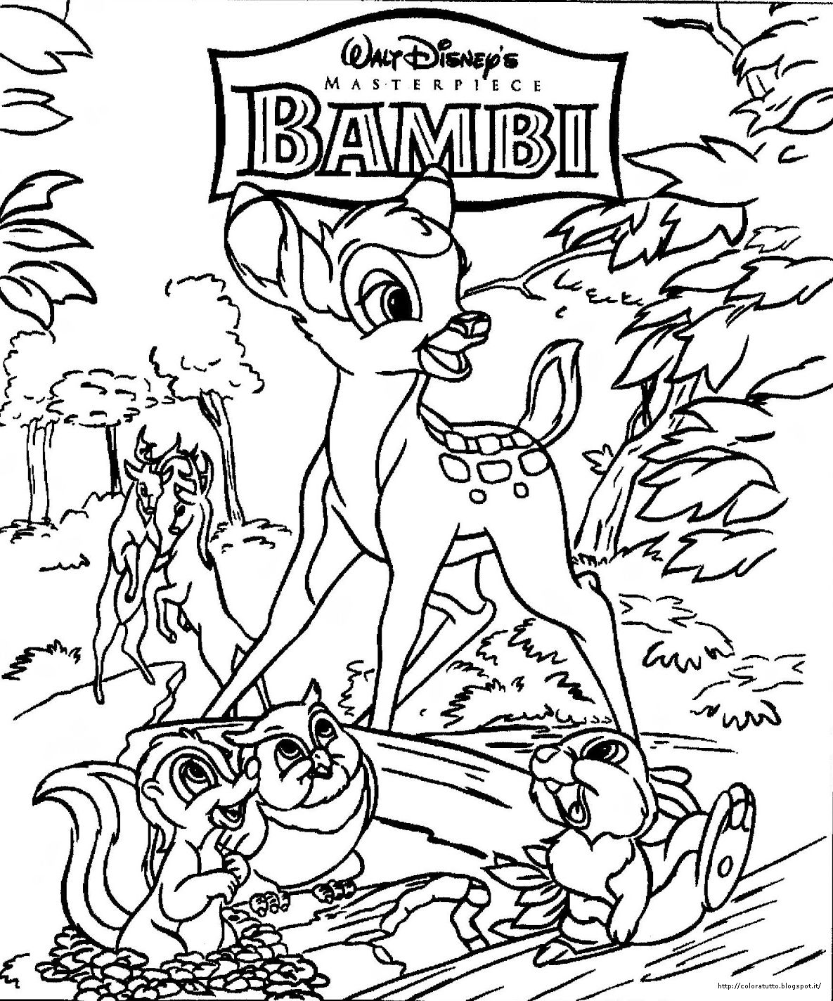 bambi disegno colorare 01
