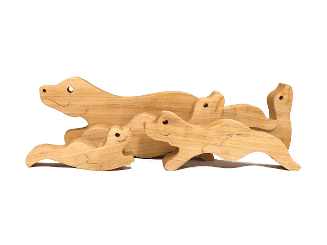 Handmade Wooden Gecko Family Animal Puzzle