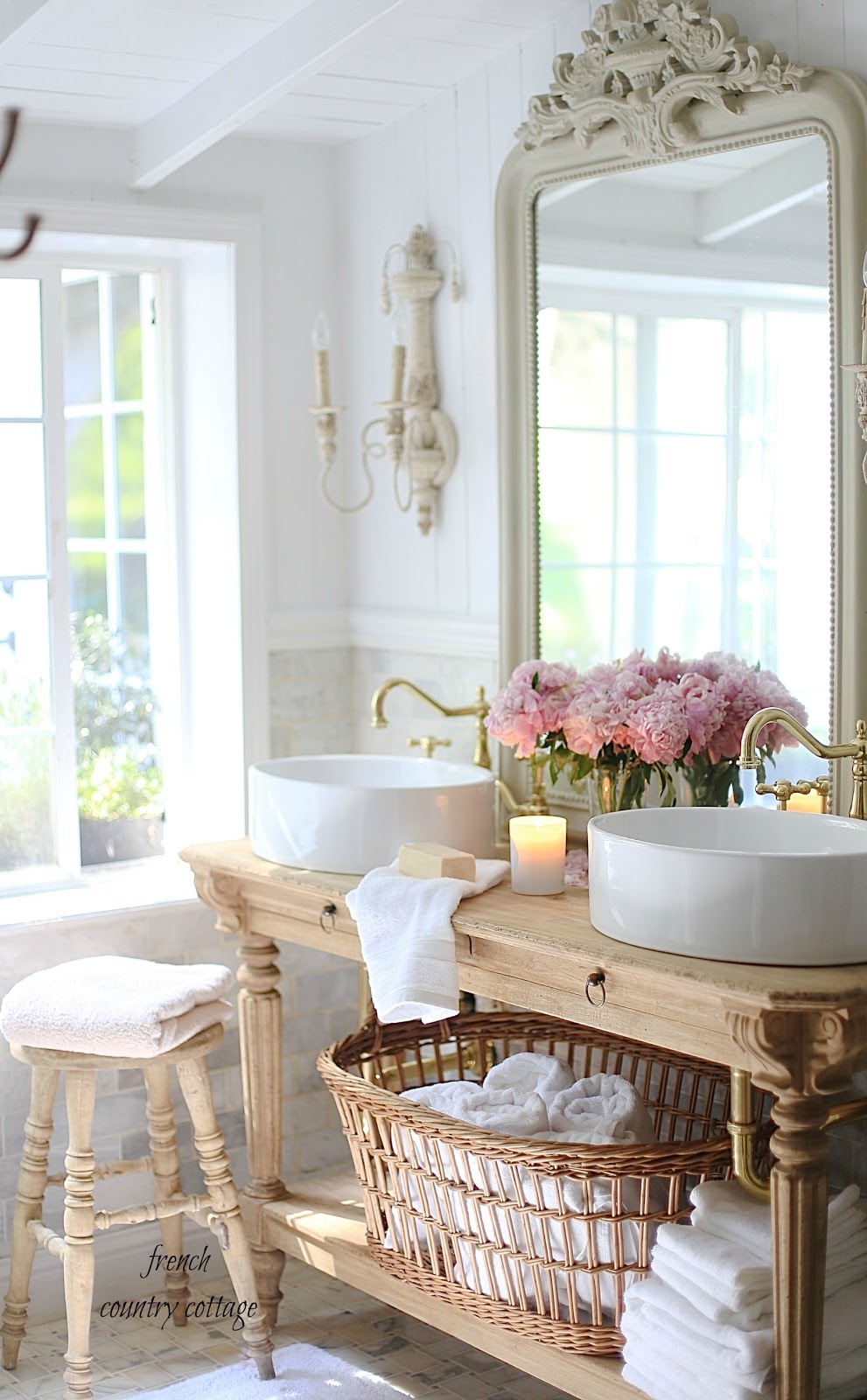 Elegant French cottage bathroom renovation peek & why I am in love