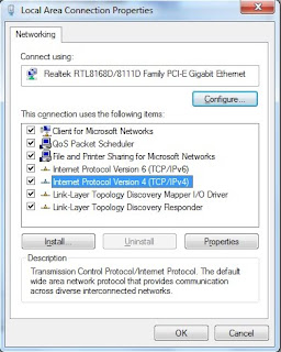 Windows 7 : Local Area Connection Properties