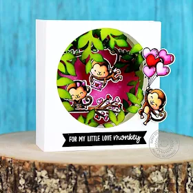Sunny Studio Stamps: Love Monkey Botanical Backdrop Die Shadow Box Love Themed Card by Rachel Alvarado