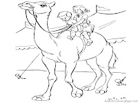 Kids Riding Camel Coloring Sheet