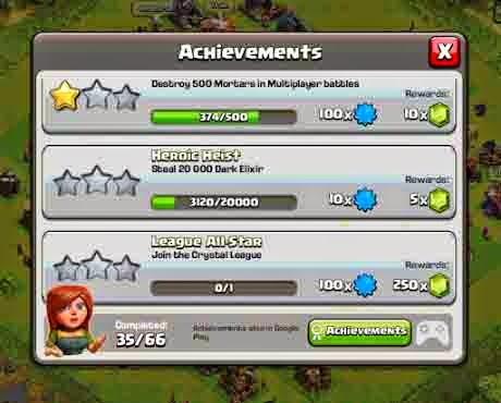 achievments, clash,of ,clans,terbaru,update